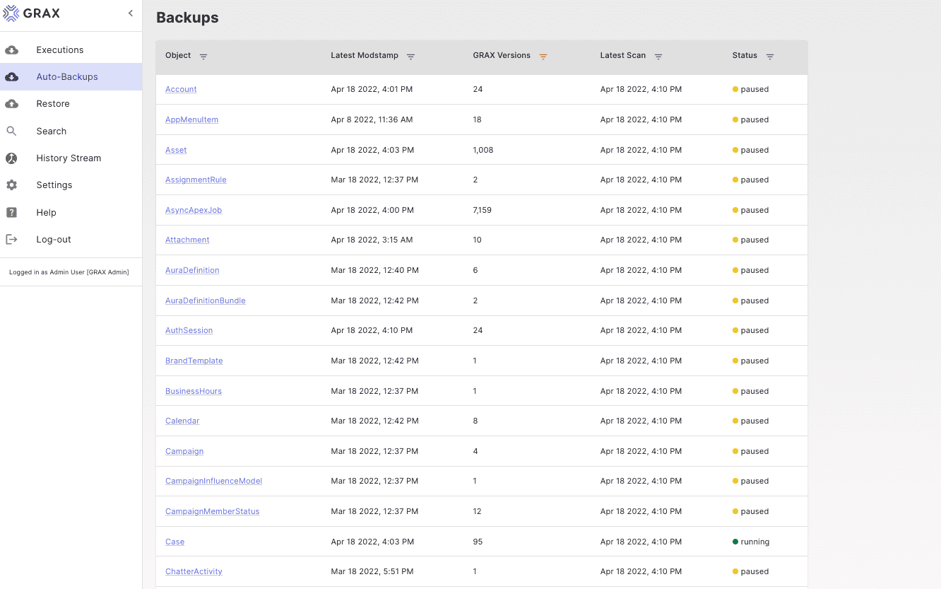 GRAX Auto-Backup - High Frequency Backup